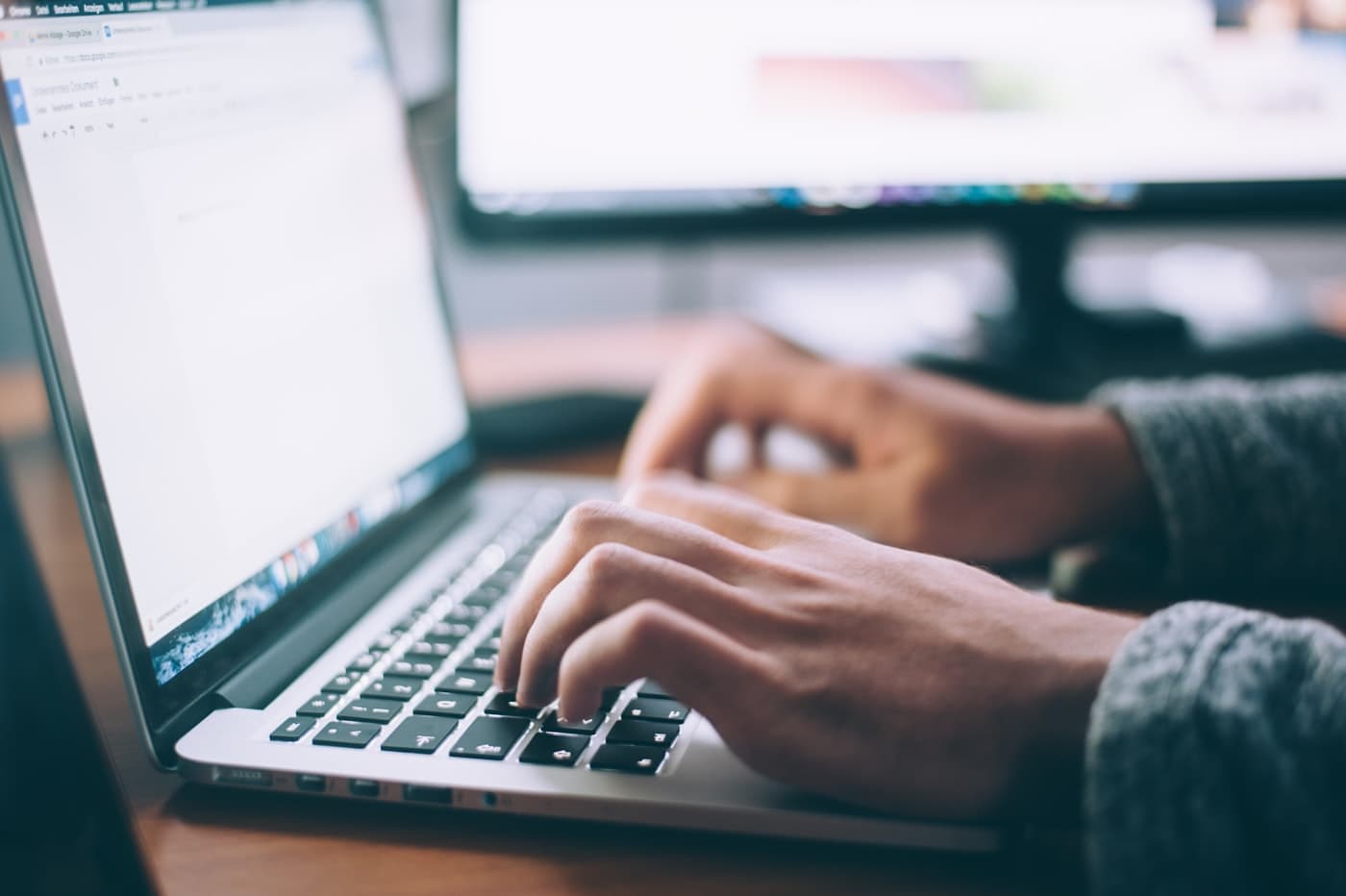 Remote work on a laptop