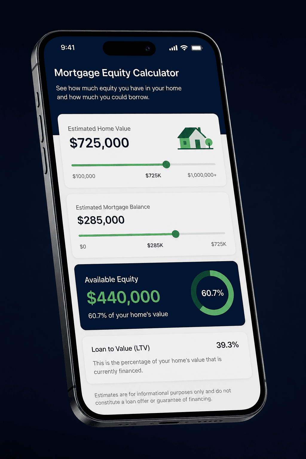 Equity Access calculator on a phone